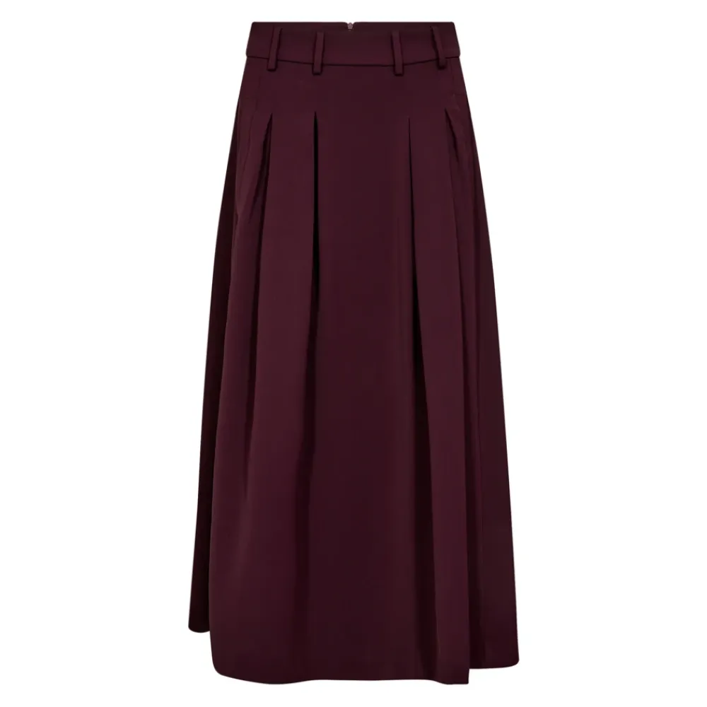 Nederdele<Co'Couture Plisseret nederdel med bred linning og lommer Brun