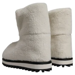 Vinterstøvler^Dolce & Gabbana Plys Logo Polstrede Mid-Calf Støvler Hvid