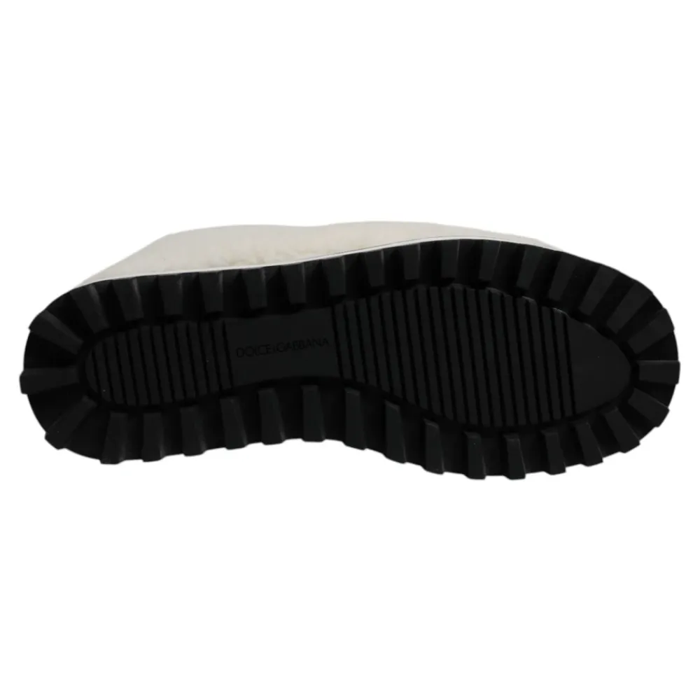 Vinterstøvler^Dolce & Gabbana Plys Logo Polstrede Mid-Calf Støvler Hvid