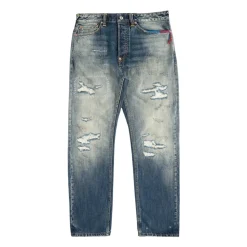 Jeans^Evisu 7-Pocket Vasket Seagull Broderede Jeans Blå