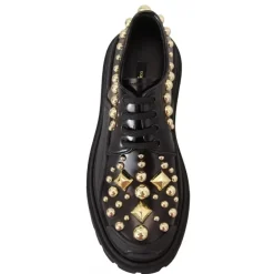 Snøresko<Dolce & Gabbana Poleret kalveskinds Trekking Derby Sort