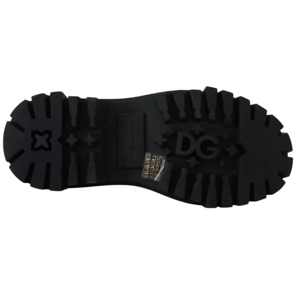 Snøresko<Dolce & Gabbana Poleret kalveskinds Trekking Derby Sort