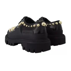 Snøresko<Dolce & Gabbana Poleret kalveskinds Trekking Derby Sort