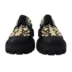 Snøresko<Dolce & Gabbana Poleret kalveskinds Trekking Derby Sort
