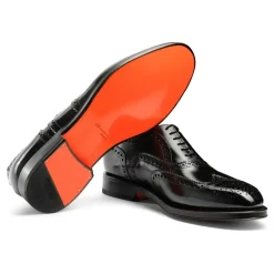 Business Sko<Santoni Poleret Læder Oxford Brogue Sort