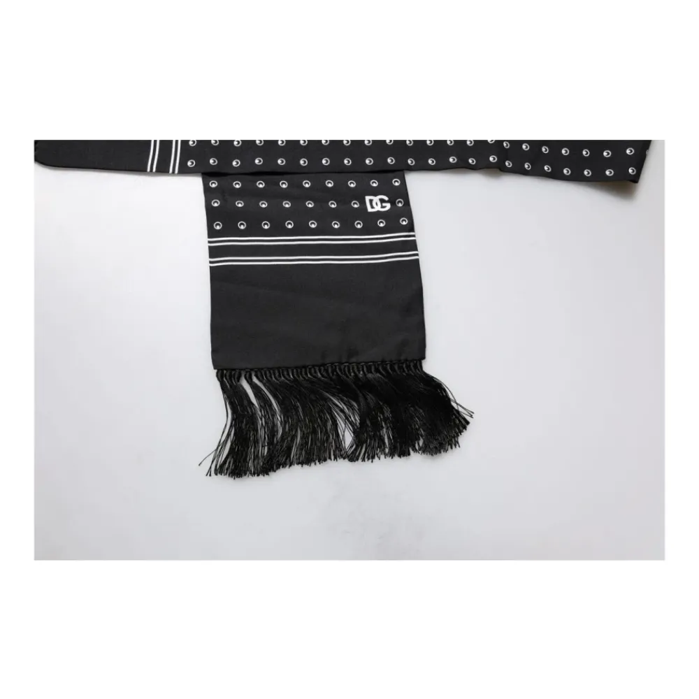 Halstørklæder Og Tørklæder^Dolce & Gabbana Polka Dot Silke Tørklæde med Frynser Sort