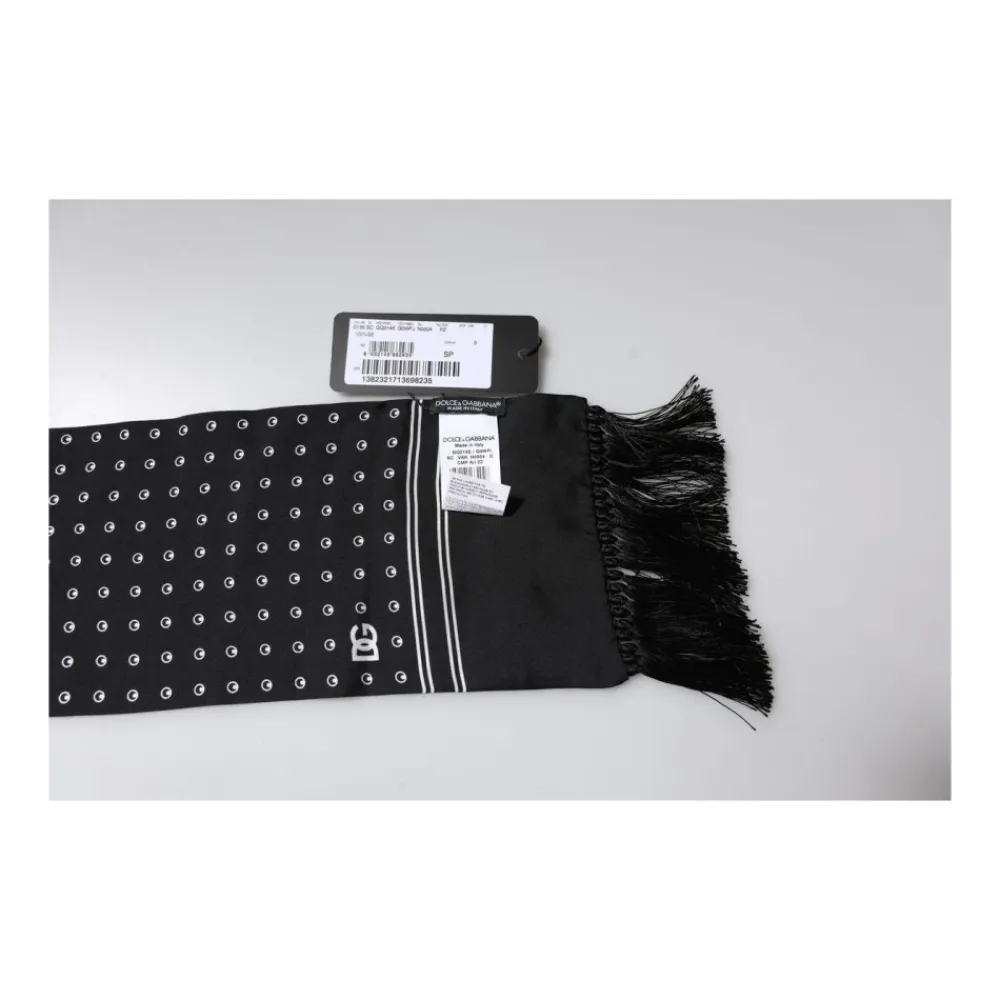 Halstørklæder Og Tørklæder^Dolce & Gabbana Polka Dot Silke Tørklæde med Frynser Sort