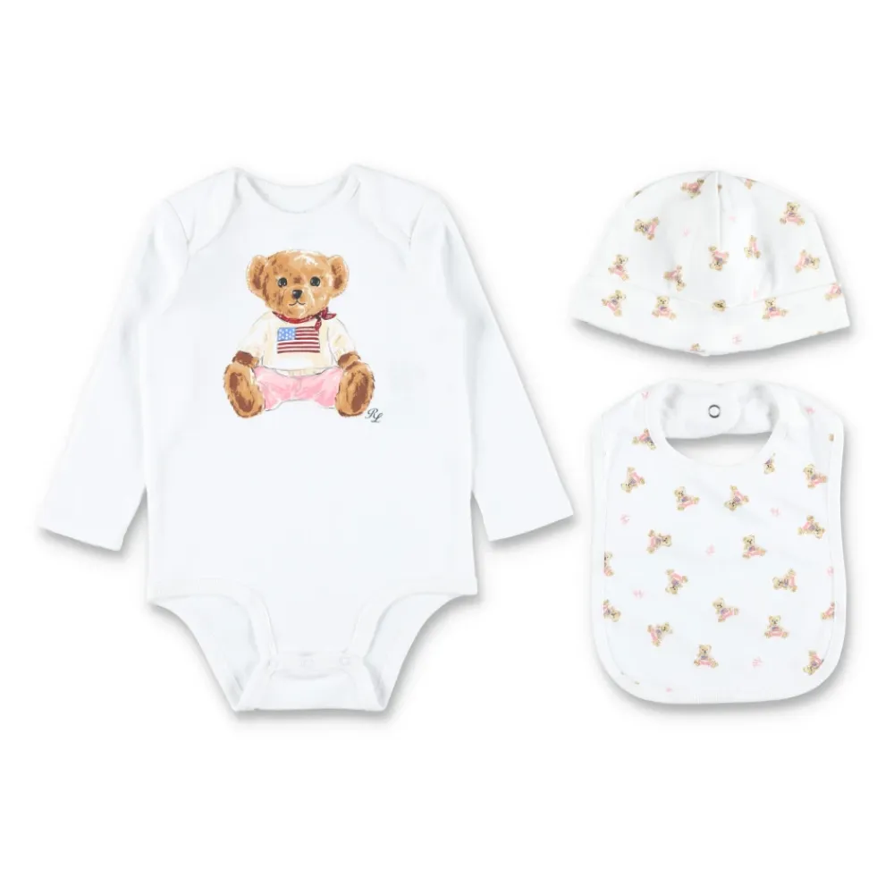 Bodystocking & Sæt^Polo Ralph Lauren Polo Bear Bomuldsgavesæt med 3 Dele Multifarvet