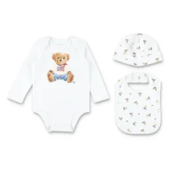 Bodystocking & Sæt<Polo Ralph Lauren Polo Bear Bomuldsgavesæt med 3 dele Hvid