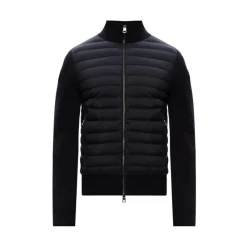 Jakker^Moncler Polstret Crêpe Lynlås Cardigan Blå