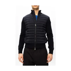 Jakker^Moncler Polstret Crêpe Lynlås Cardigan Blå