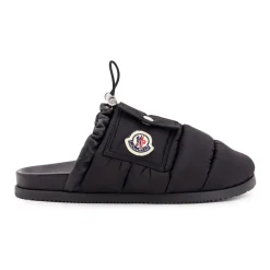Loafers<Moncler Polstret læder-mule med lomme Sort
