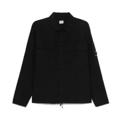 Skjorter^C.P. Company Press-Stud Skjorte med Patch Lomme Sort