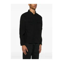 Skjorter^C.P. Company Press-Stud Skjorte med Patch Lomme Sort