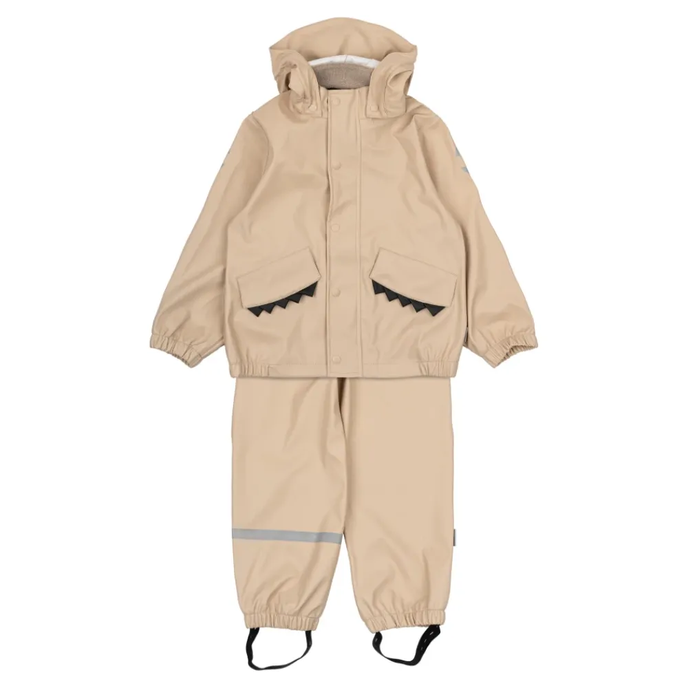 Overtøj^Mikk-Line PU Regnsæt med Seler Beige