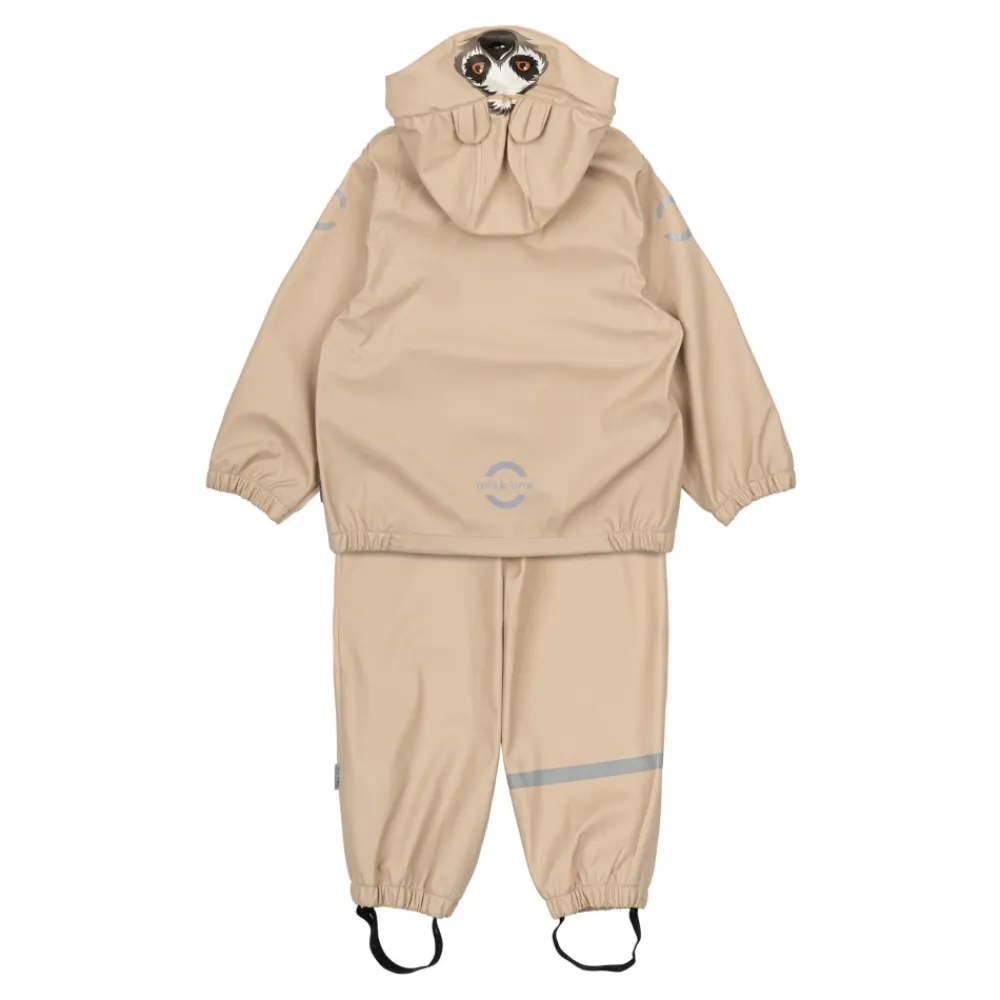 Overtøj^Mikk-Line PU Regnsæt med Seler Beige