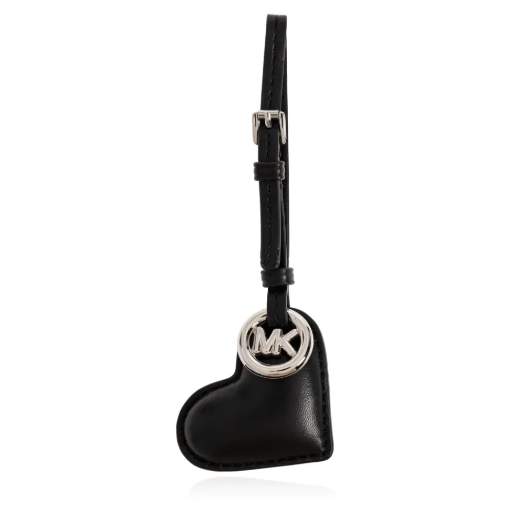 Tilbehør Til Tasker<Michael Kors Puffy Heart Leather Bag Charm Sort