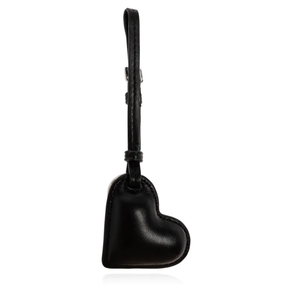 Tilbehør Til Tasker<Michael Kors Puffy Heart Leather Bag Charm Sort