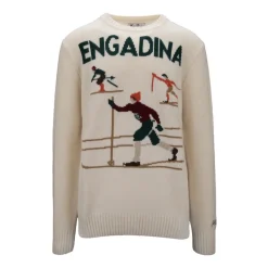 Strik^MC2 Saint Barth Pullover Sweater med Broderet Logo Beige