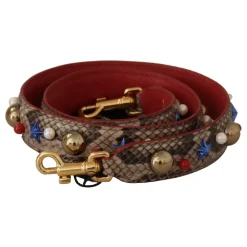 Tilbehør Til Tasker<Dolce & Gabbana Python Læder Studded Strop Brun