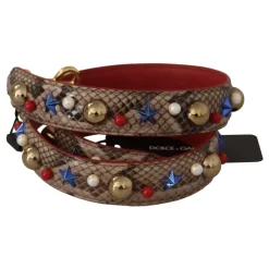 Tilbehør Til Tasker<Dolce & Gabbana Python Læder Studded Strop Brun