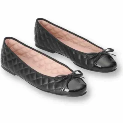 Ballerina Sko<Pretty Ballerinas Quiltede Læder Ballerina Sko Sort