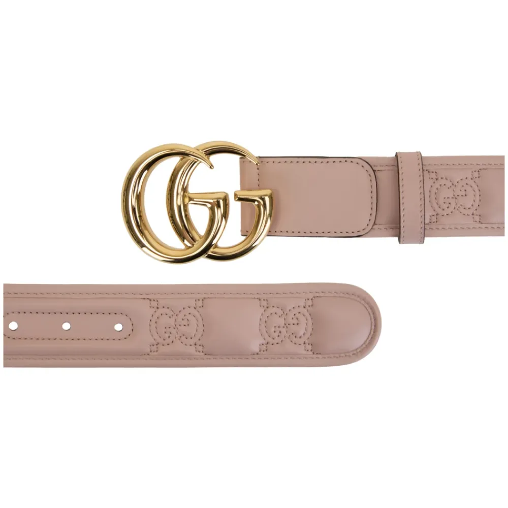 Bælter<Gucci Quiltet læderbælte med GG-motiv Pink
