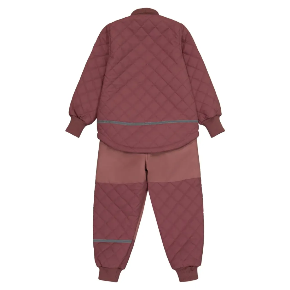 Overtøj<Mikk-Line Quiltet Termosæt med Fleece - Rose Brown Pink