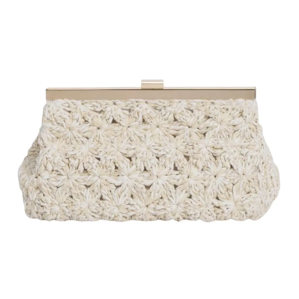 Clutch^Fabiana Filippi Raffia Blomster Clutch Elegant Skuldertaske Beige
