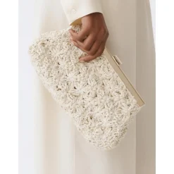 Clutch^Fabiana Filippi Raffia Blomster Clutch Elegant Skuldertaske Beige