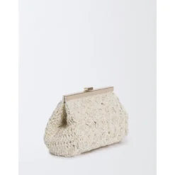 Clutch^Fabiana Filippi Raffia Blomster Clutch Elegant Skuldertaske Beige