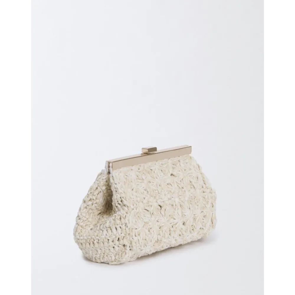 Clutch^Fabiana Filippi Raffia Blomster Clutch Elegant Skuldertaske Beige