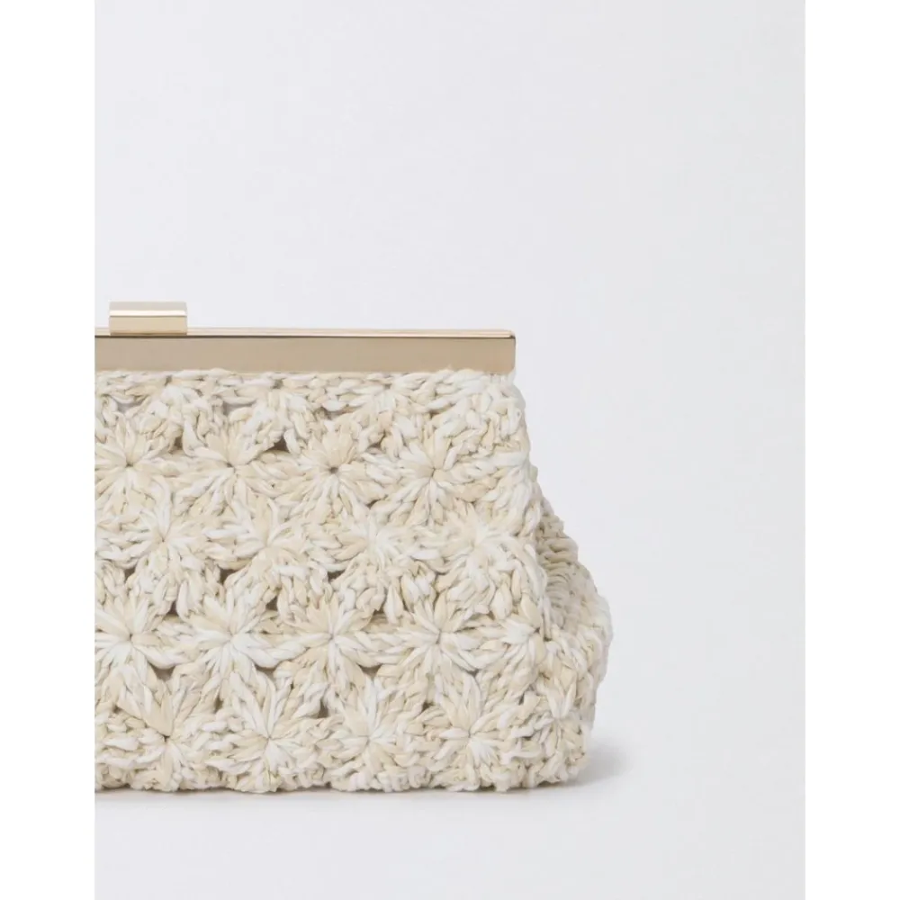 Clutch^Fabiana Filippi Raffia Blomster Clutch Elegant Skuldertaske Beige