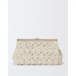 Clutch^Fabiana Filippi Raffia Blomster Clutch Elegant Skuldertaske Beige