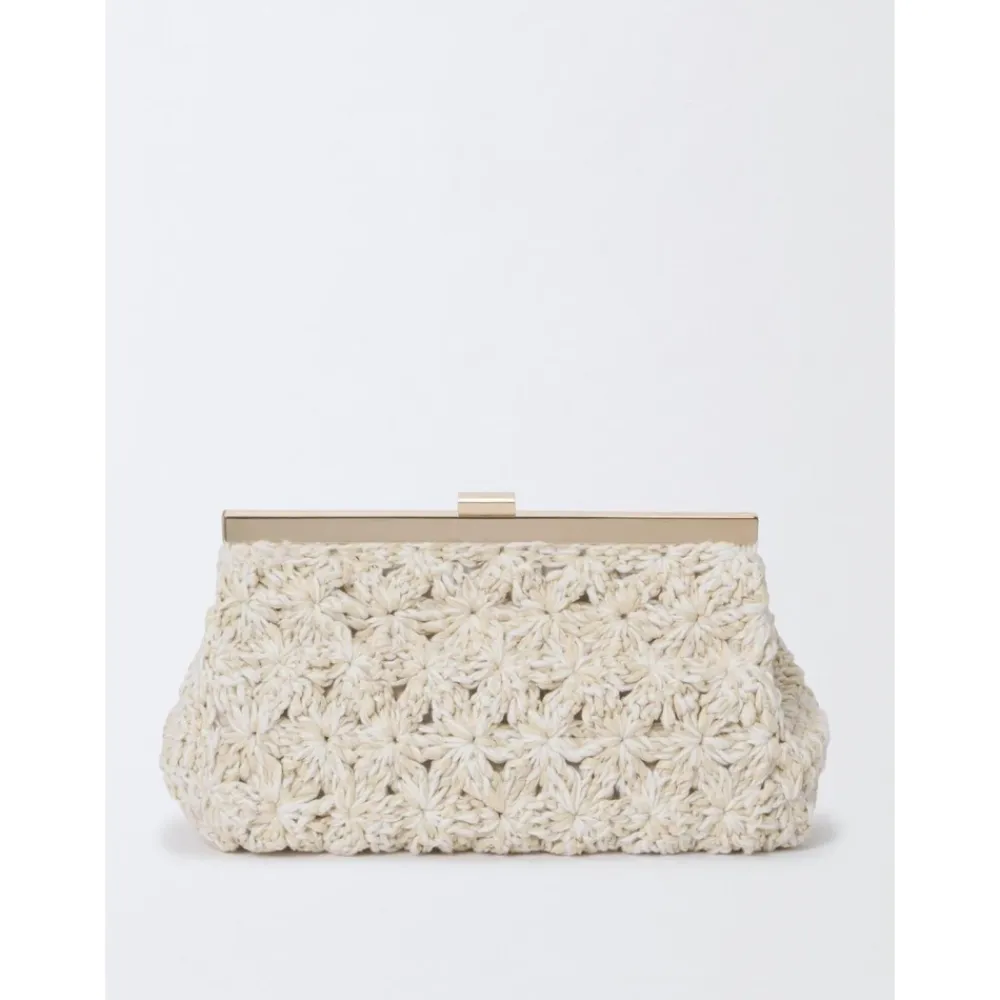 Clutch^Fabiana Filippi Raffia Blomster Clutch Elegant Skuldertaske Beige