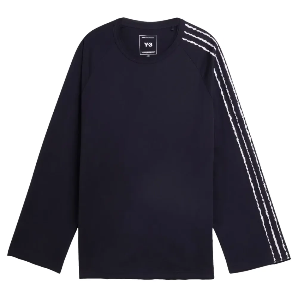 T-Shirts & Toppe|Træningstrøjer<Y-3 Raw Edge 3-Stripes Langærmet T-shirt Sort