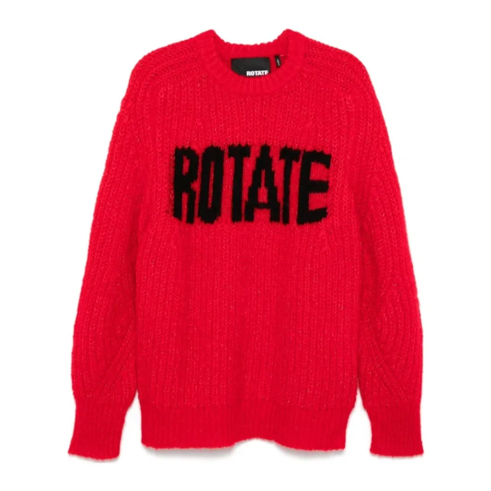 Striktrøjer & Sweatere^ROTATE Birger Christensen Intarsia-Strik Trøje med Logo Rød