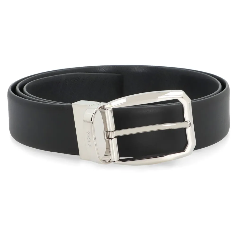 Bælter^Zegna Reversibelt læderbælte Sort