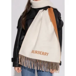Halstørklæder Og Tørklæder<Burberry Reversible EKD Cashmere Scarf Beige
