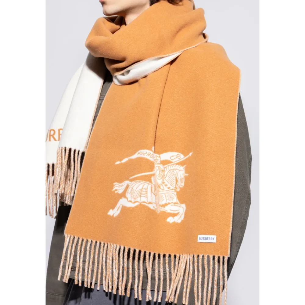 Halstørklæder Og Tørklæder<Burberry Reversible EKD Cashmere Scarf Beige