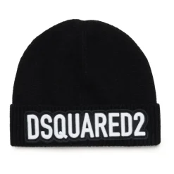 Huer & Kasketter<Dsquared2 Ribbed Beanie Sort