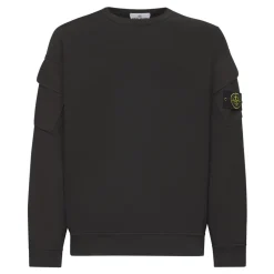 Trøjer|Sweatshirts<Stone Island Ribbed Crewneck Sweaters med Lommer Grå