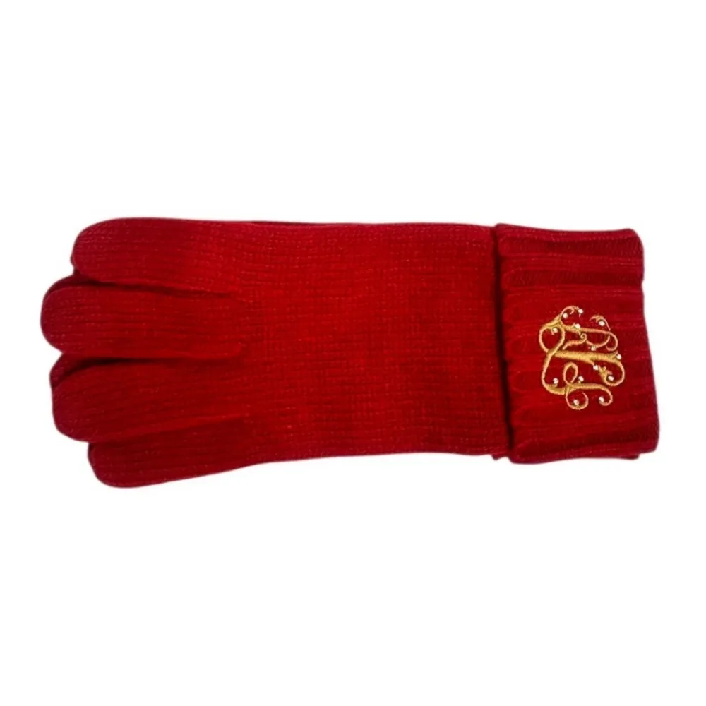 Handsker<Ralph Lauren Ribbed Cuff Gloves Rød