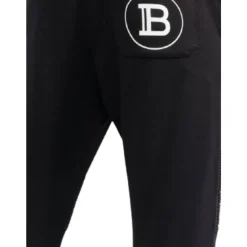 Bukser^Balmain Ribbed Sweatpants med Print Sort