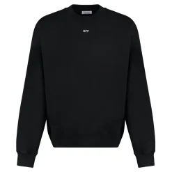 Sweatshirts<Off White Ribbet Bomuld Crew-Neck Sweatshirt Sort