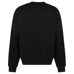 Sweatshirts<Off White Ribbet Bomuld Crew-Neck Sweatshirt Sort
