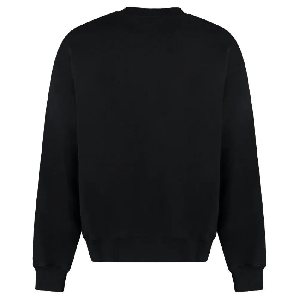 Sweatshirts<Off White Ribbet Bomuld Crew-Neck Sweatshirt Sort