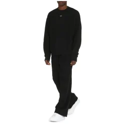 Sweatshirts<Off White Ribbet Bomuld Crew-Neck Sweatshirt Sort