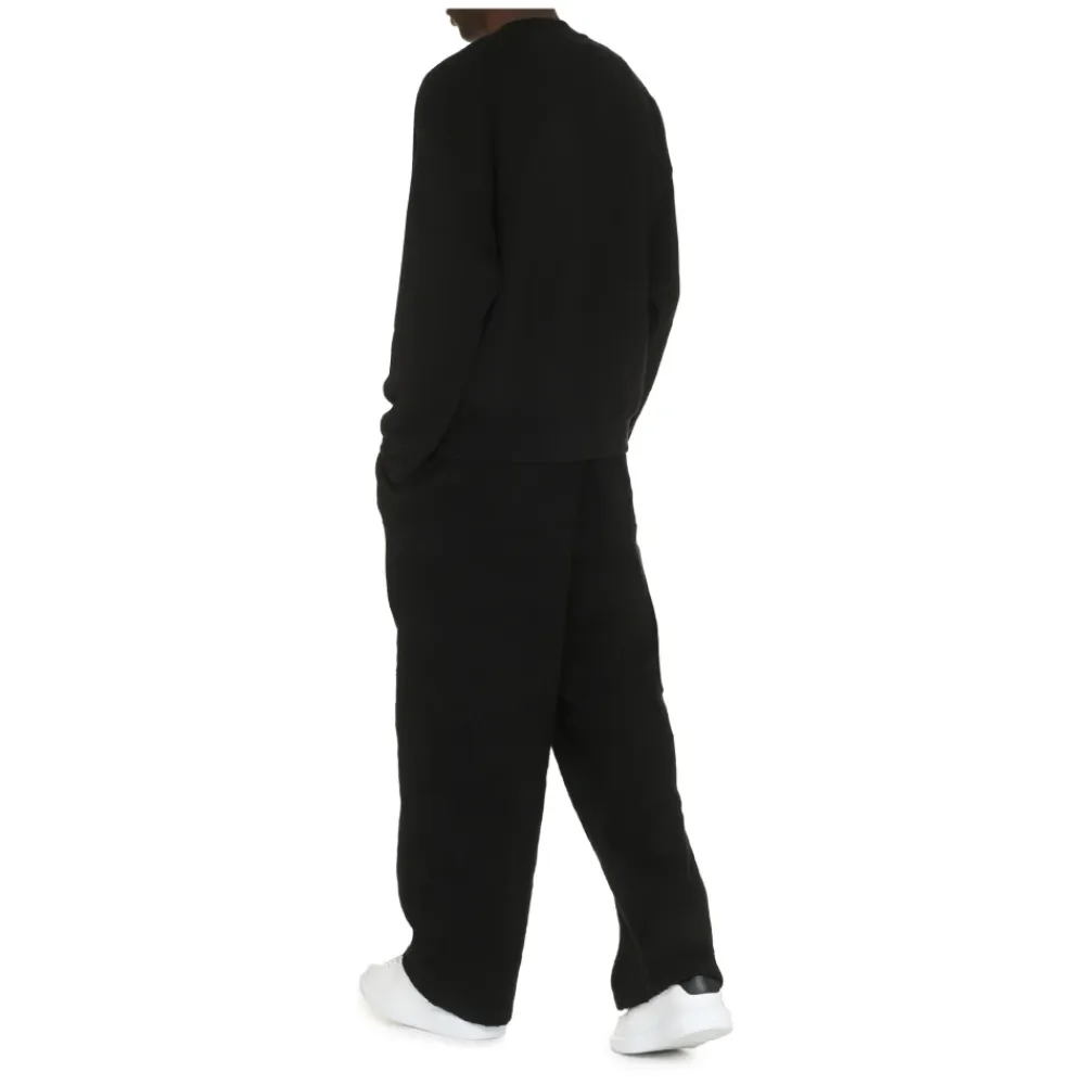 Sweatshirts<Off White Ribbet Bomuld Crew-Neck Sweatshirt Sort