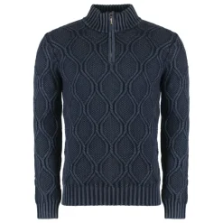 Strik<Moorer Ribbet Uld Turtleneck Pullover Blå